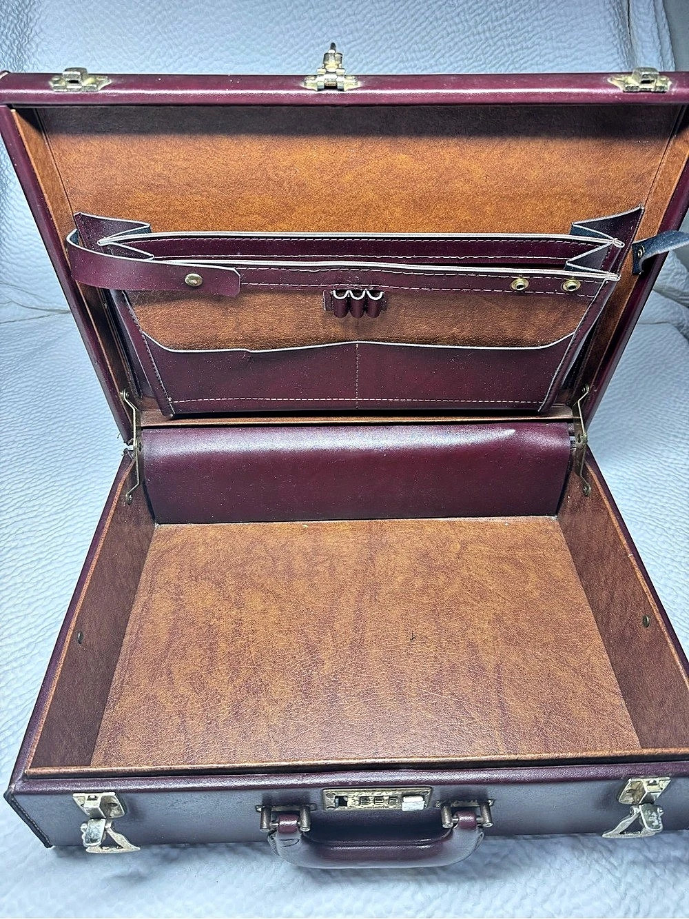 Vintage Burgundy Attache Briefcase Hard-Sided Executive Case